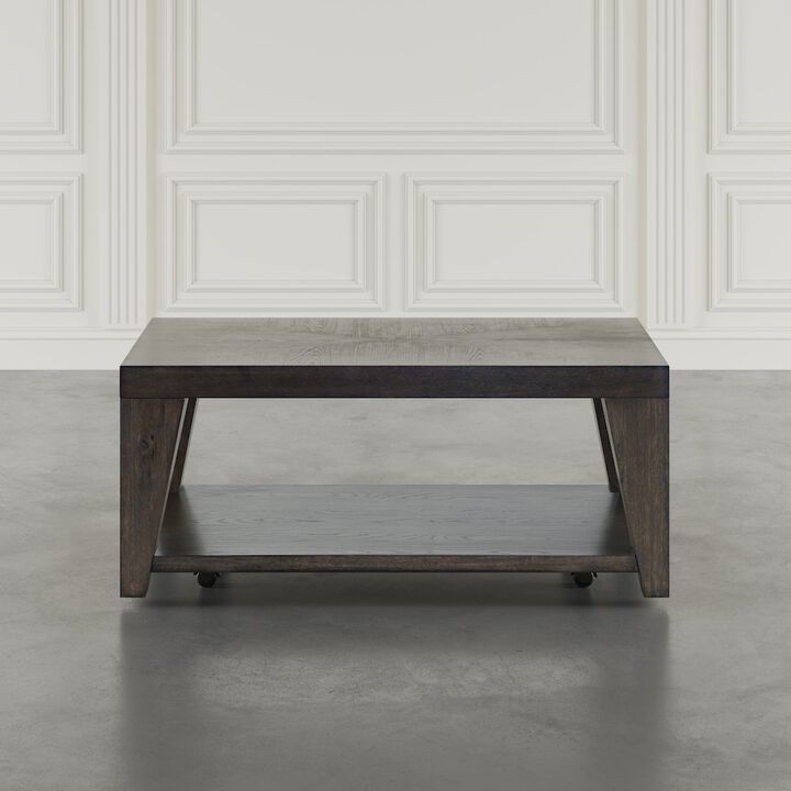 Jofran Modern Contemporary 50 Coffee Table with Storage Shelf and Hidden Casters