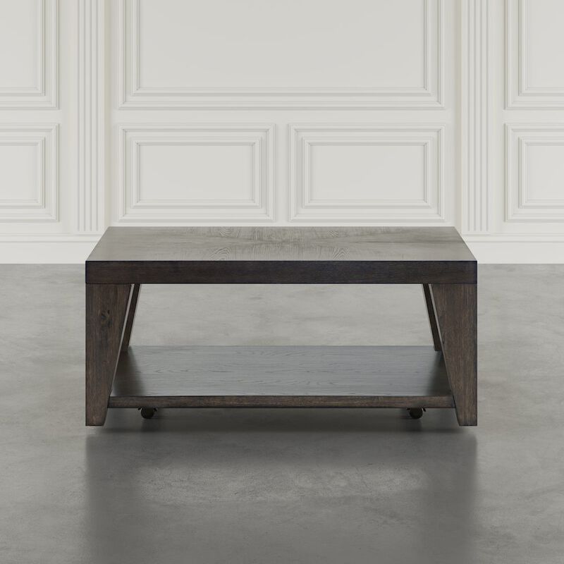 Jofran Modern Contemporary 50 Coffee Table with Storage Shelf and Hidden Casters
