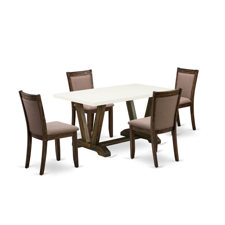 East West Furniture V726MZ748-5 5Pc Dining Set - Rectangular Table and 4 Parson Chairs - Multi-Color Color