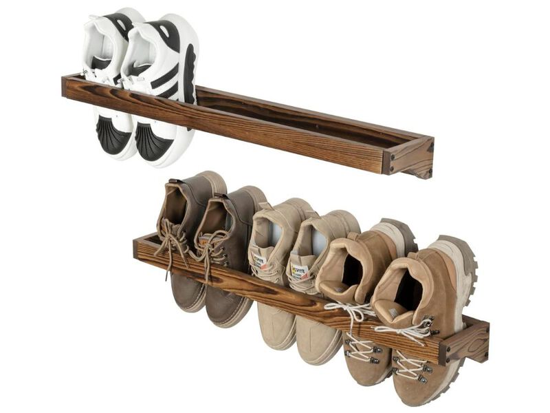 Entryway Wood Shoe Organizer Closet Storage 30 Inch Rustic image number 1