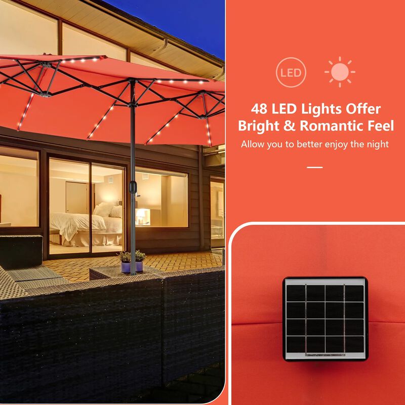 Mondawe 15 Feet Double-Sided Patio Umbrella with 48 LED Lights image number 6