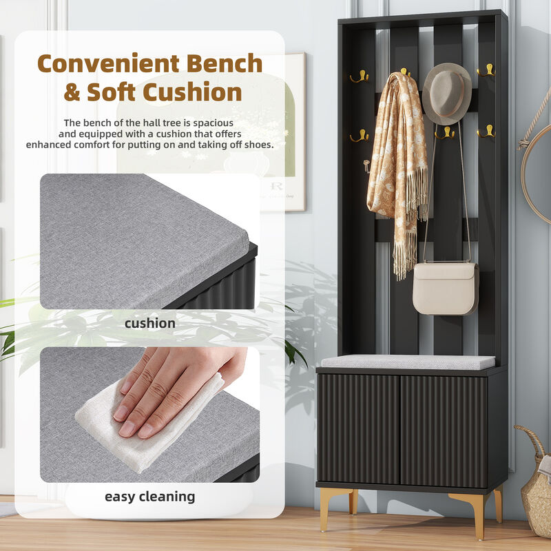 Merax Modern Luxury Hall Tree with 8 Gold Hooks