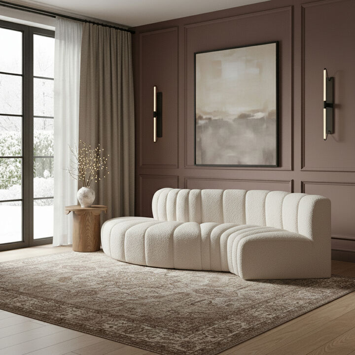 Meridian Furniture Arc Cream Boucle Fabric Modular Sofa