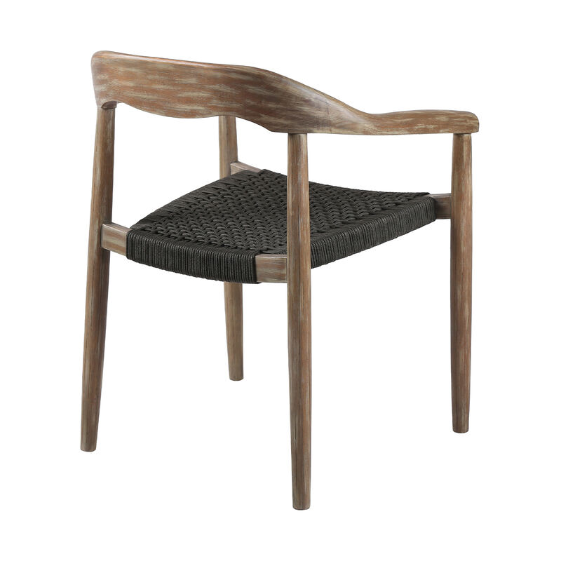 HomeRoots Set of Two 22" Black and Natural Wood Solid Wood Outdoor Dining Chairs image number 3
