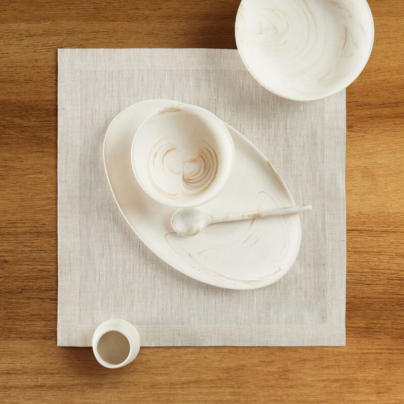 Solino Home Athena 100% Linen Square Placemats &ndash; Set of 4, 14 x 14 in, Machine Washable, Holiday and Everyday Dining