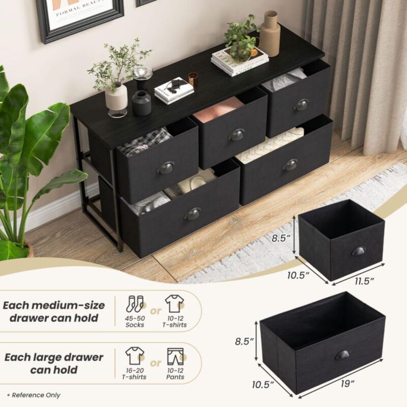 Hivvago Dresser Storage Tower with 5 Foldable Cloth Storage Cubes