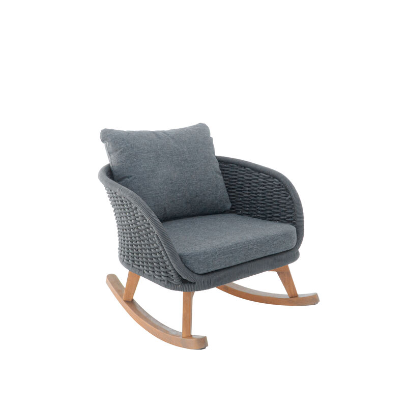 Merax Contemporary Minimalist Beige Wicker Rocking Chair