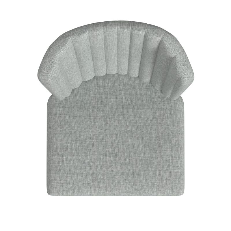 Ole Dining Chair Set of 2, Curved Back, Gray Woven Fabric, Black Metal