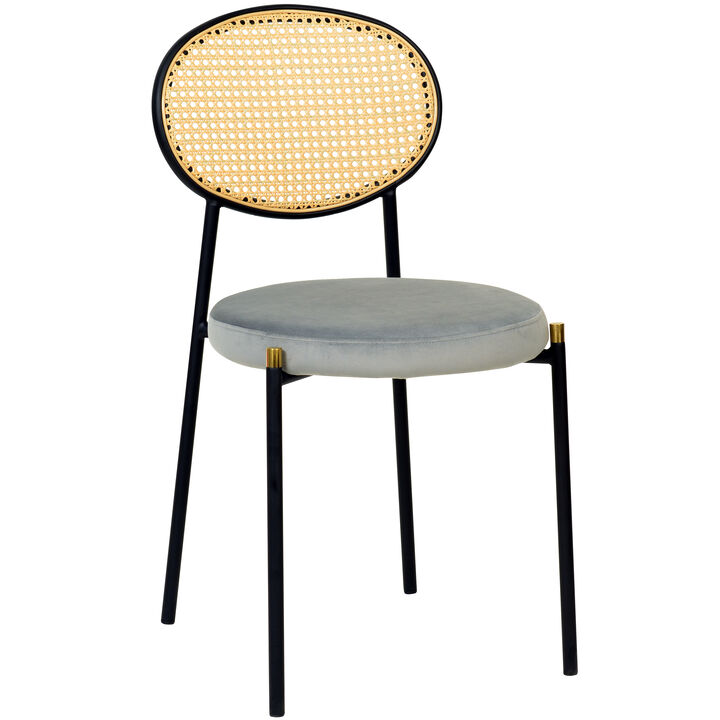 LeisureMod Euston Modern Dining Chair with Wicker Back and Velvet Seat, Indoor Kitchen, Dining Room, Home, Contemporary Side Chair Seating