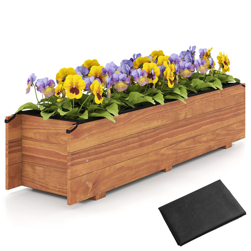 Rectangular Raised Garden Bed with Liner and Drainage Holes, Elevated Design-Orange image number 3