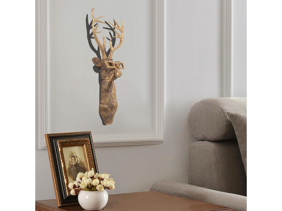Gold Deer Head Wall Decor Animal Sculpture Modern Art for Living Room