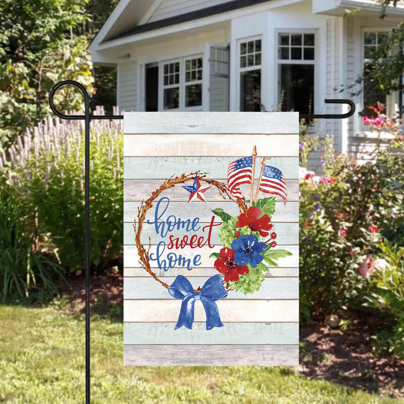 Home Sweet Home Wreath Patriotic Outdoor Garden Flag 18" x 12.5" image number 1