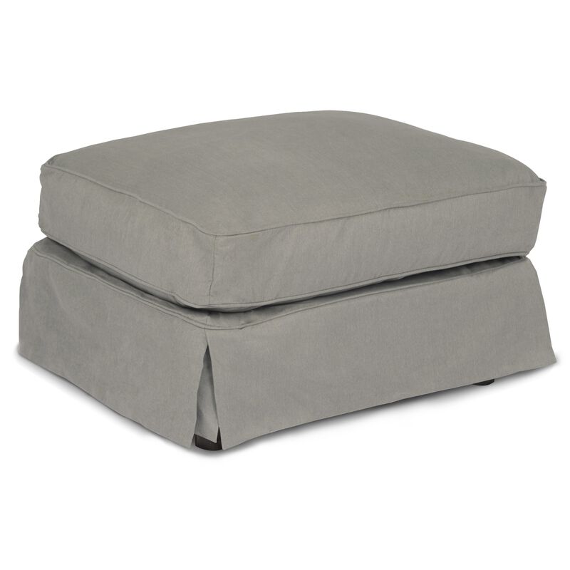 Sunset Trading Horizon Slipcovered Ottoman | Stain Resistant Performance Fabric | Gray