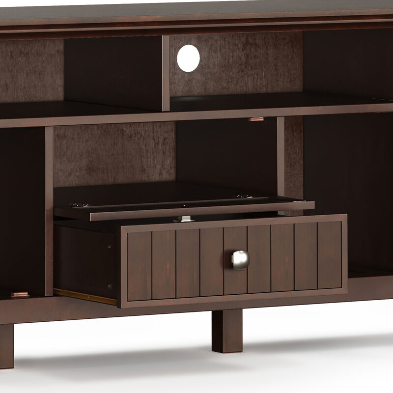 Acadian SOLID WOOD 72 inch Wide Transitional TV Media Stand in Brunette Brown For TVs up to 80 inches
