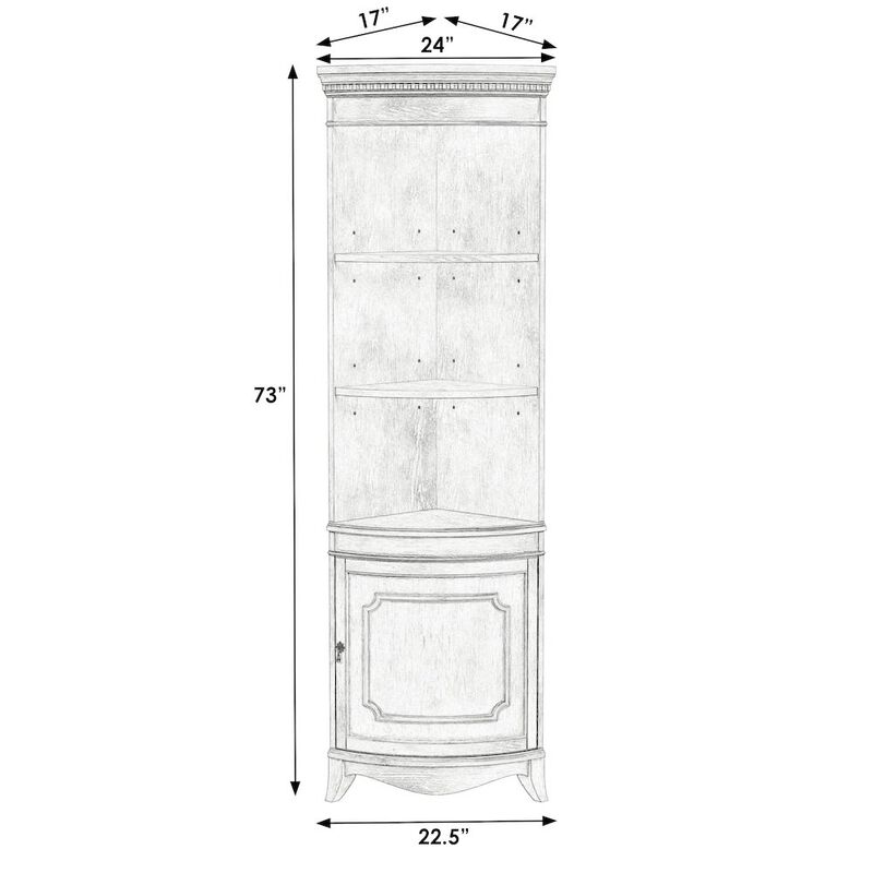 Butler Specialty Dowling 24 in W x 73 in H Quarter Round Corner Cabinet, Pastel Green image number 3
