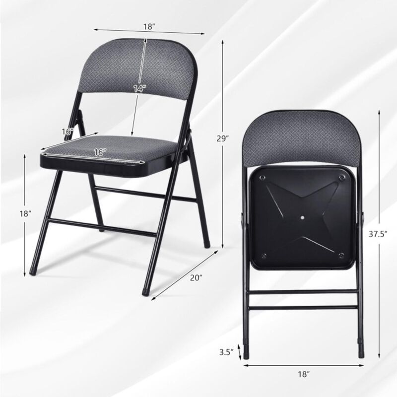 Hivvago Folding Chair Set with Upholstered Seat and Fabric Covered Backrest