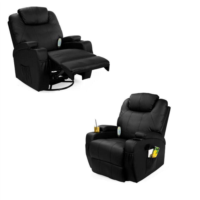 Swivel Heat & Massage Recliner Chair 5 Modes Remote Control