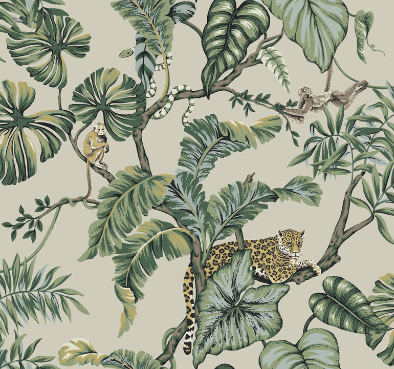 Jungle Cat Beige Wallpaper