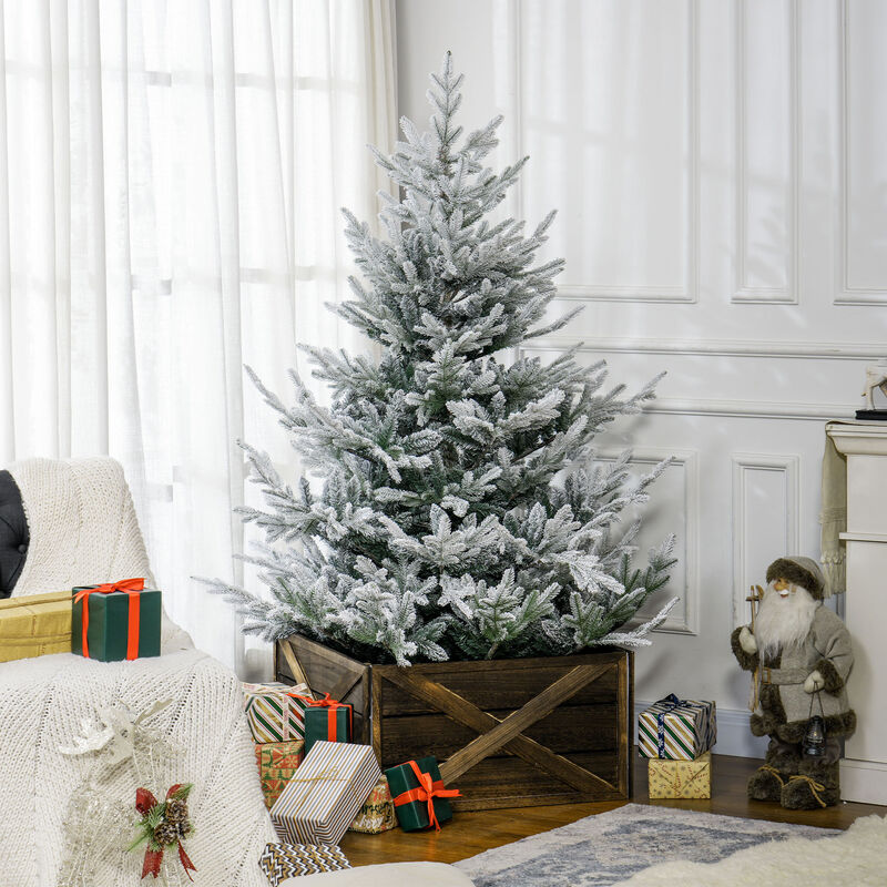 BreeBe 6FT Flocked Artificial Xmas Tree with Realistic Branches image number 1