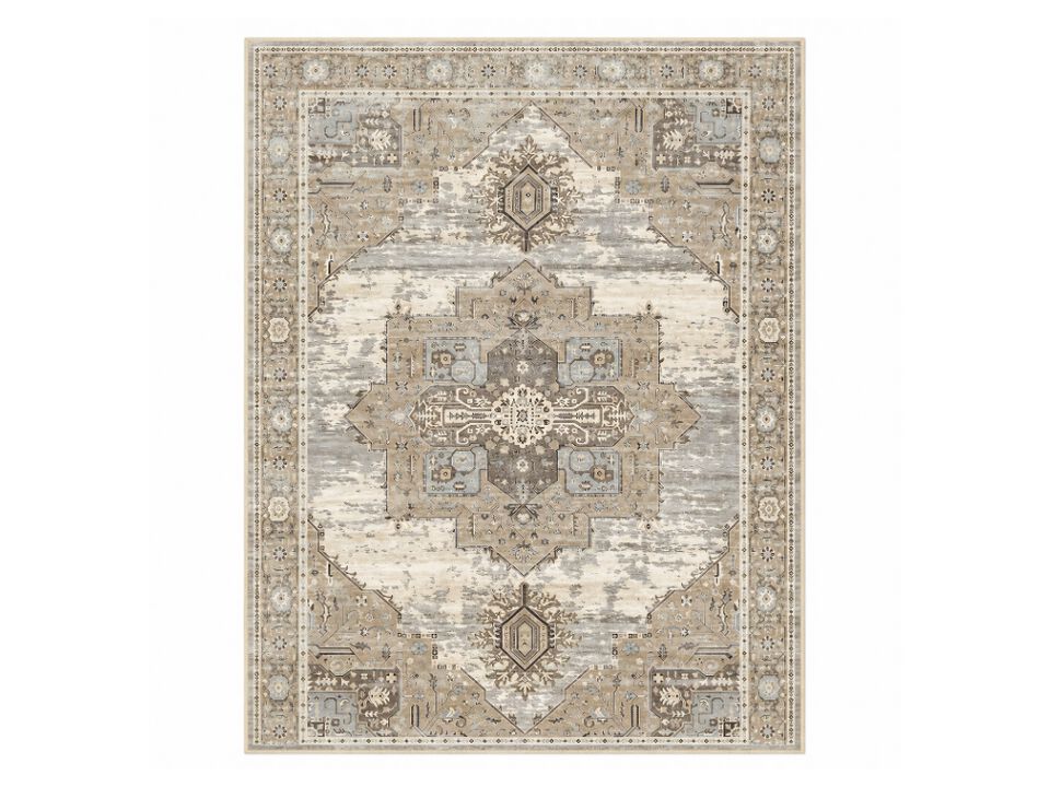 Beige Vintage Area Rug 3x5 Washable Non Slip Living Room Floor Carpet