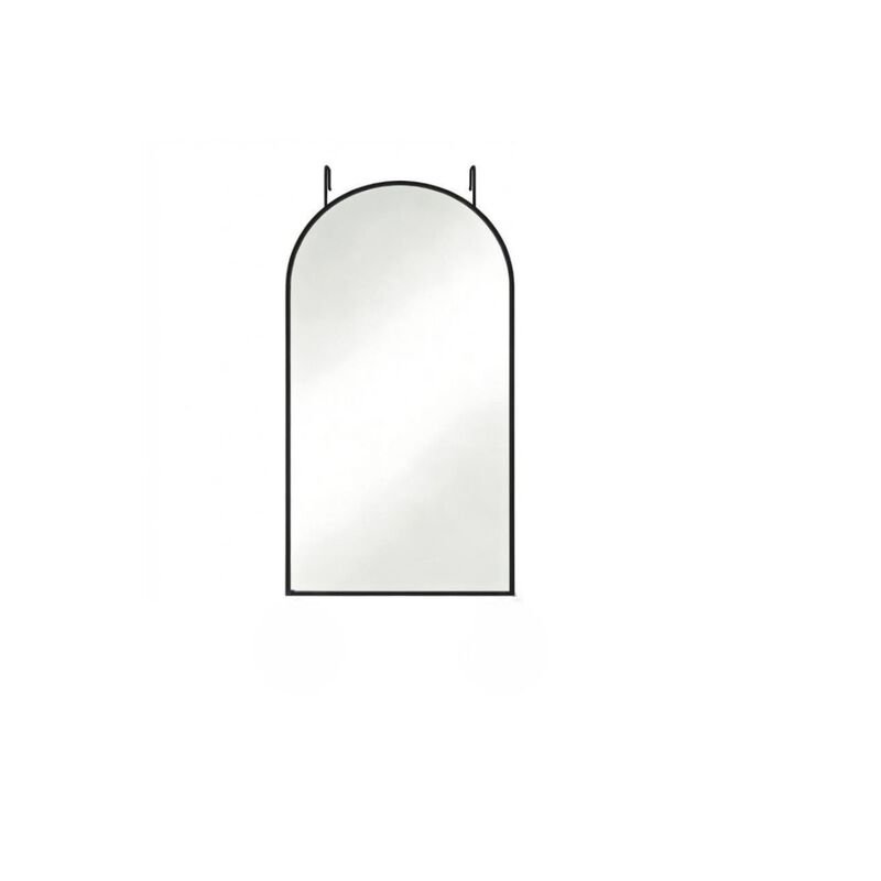 HomeRoots 47" Black Aluminum Arch Over the Door Framed Accent Mirror image number 0