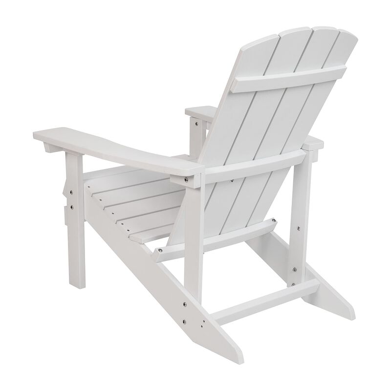 Flash Furniture Charlestown Commercial Grade Indoor/Outdoor Adirondack Chair, Weather Resistant Durable Poly Resin Deck and Patio Seating, White