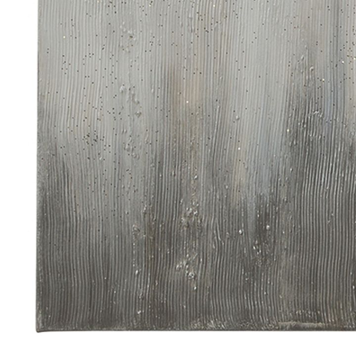 Wood and Canvas Abstract Wall Art, Silver and Gray-Benzara