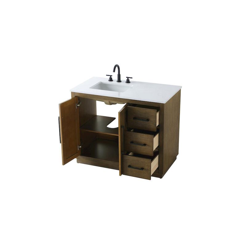 Elegant Kitchen and Bath 42 inch Single Bathroom Vanity in Hazel Oak