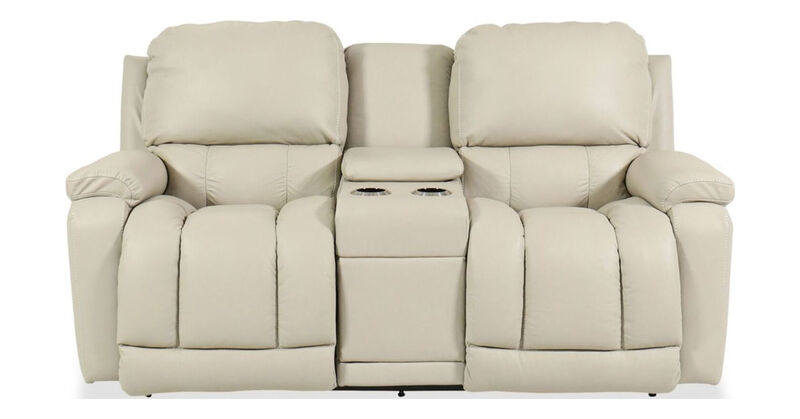 Greyson Ice Leather Power Reclining Loveseat with Adjustable Headrest & Console image number 0
