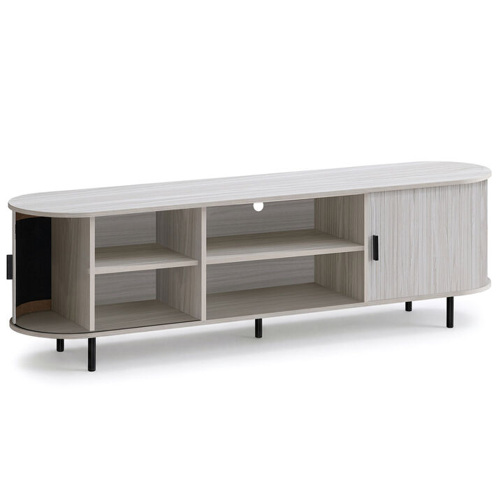 Modern Entertainment Center TV Stand with Fluted Sliding Doors
