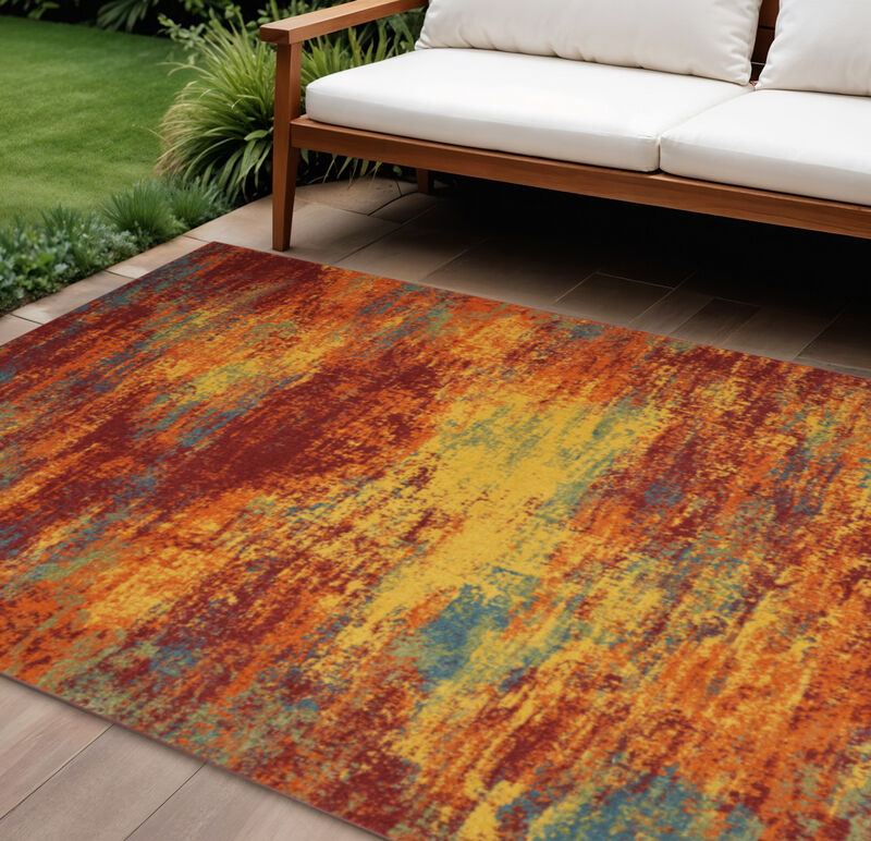 HomeRoots Abstract Indoor Outdoor Area Rug image number 1