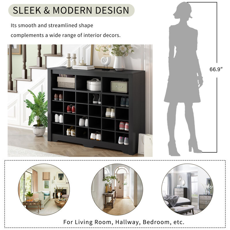 Merax Sleek Design Cubby Console Shoe Cabinet