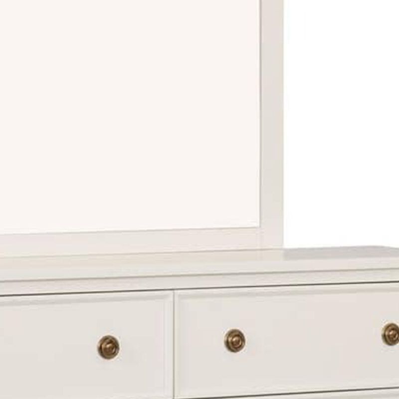 Alta Dresser Mirror, Classic French Design, White Solid Wood, 40 Inch