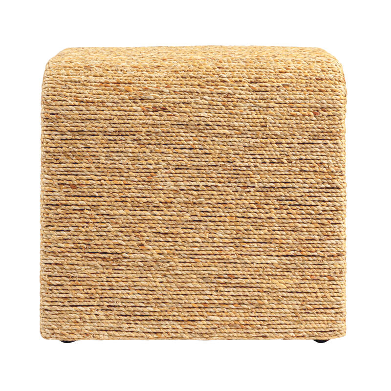 Woven Water Hyacinth and Acacia Wood End Table with Waterfall Edge image number 1