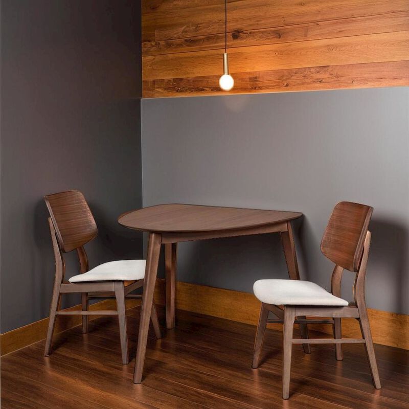 Solid Wood Corner Table with 2 Chairs in Brown, Ideal for Dining Areas image number 4