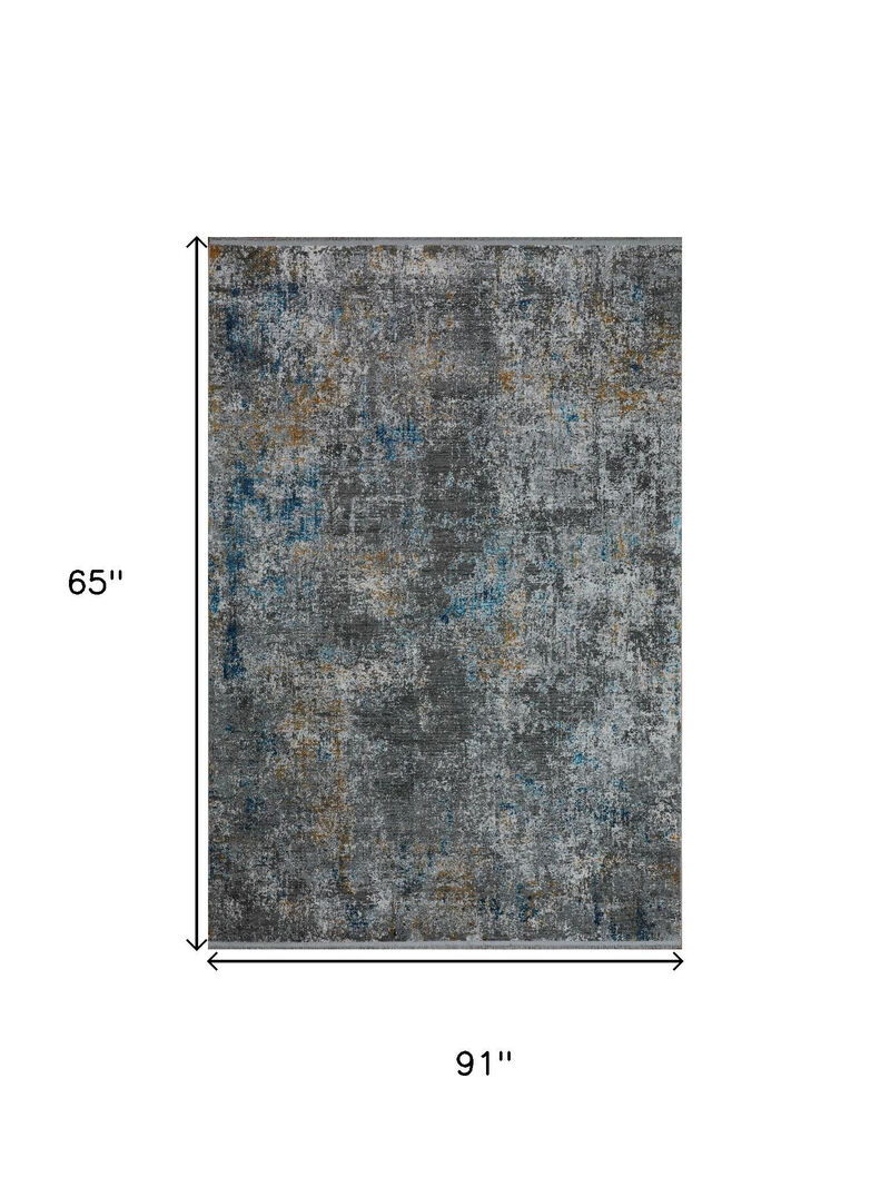 HomeRoots Abstract Distressed Area Rug With Fringe image number 3