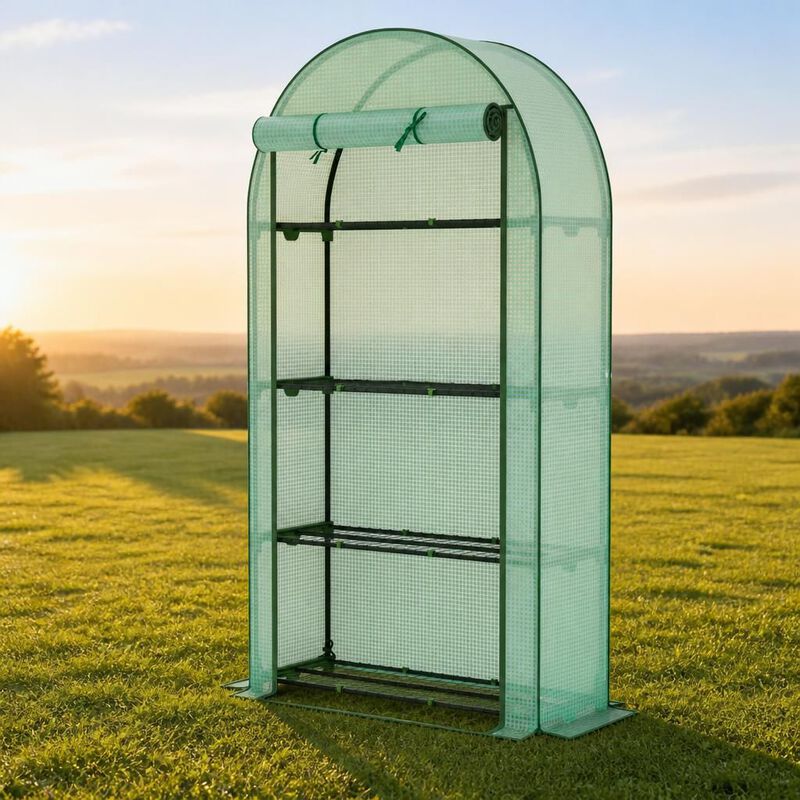 WOW PIONEER Portable Four-Shelf Lean-To Greenhouse With Sturdy Powder-Coated Steel Frame For Growing Plants Flowers And Seedlings image number 3