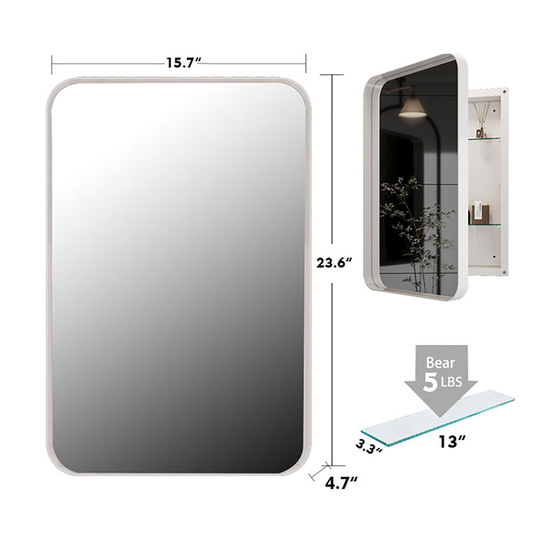 ELEMENT ACE Recessed Medicine Cabinet with Adjustable Shelves and Mirror image number 8