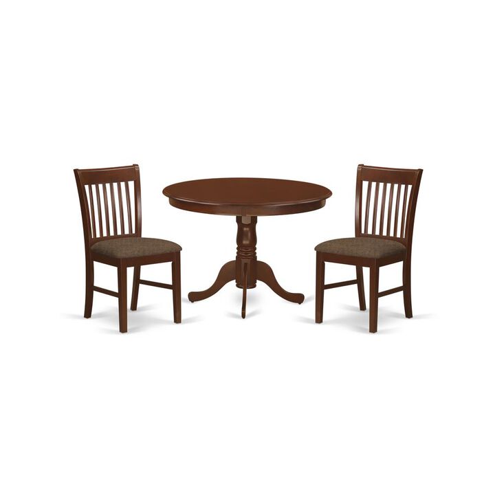 3 Pc set with a Kitchen Table and 2 Dinette Chairs in Mahogany