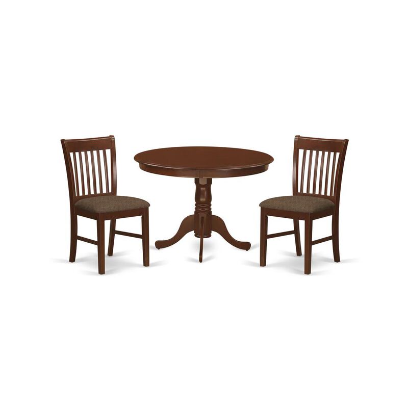 3 Pc set with a Kitchen Table and 2 Dinette Chairs in Mahogany