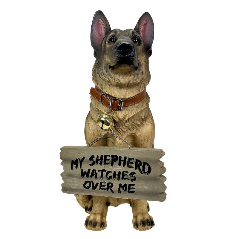 I Don't Dial 911 German Shepherd Guard Dog Warning Statue image number 4