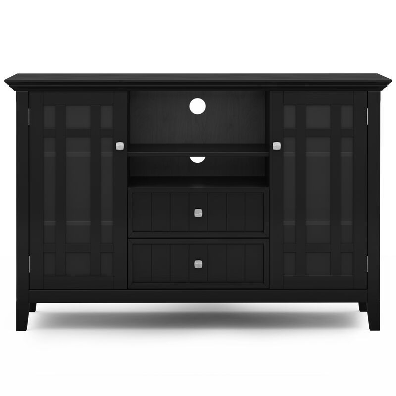 Bedford SOLID WOOD 53 inch Wide Transitional TV Media Stand in Black For TVs up to 60 inches