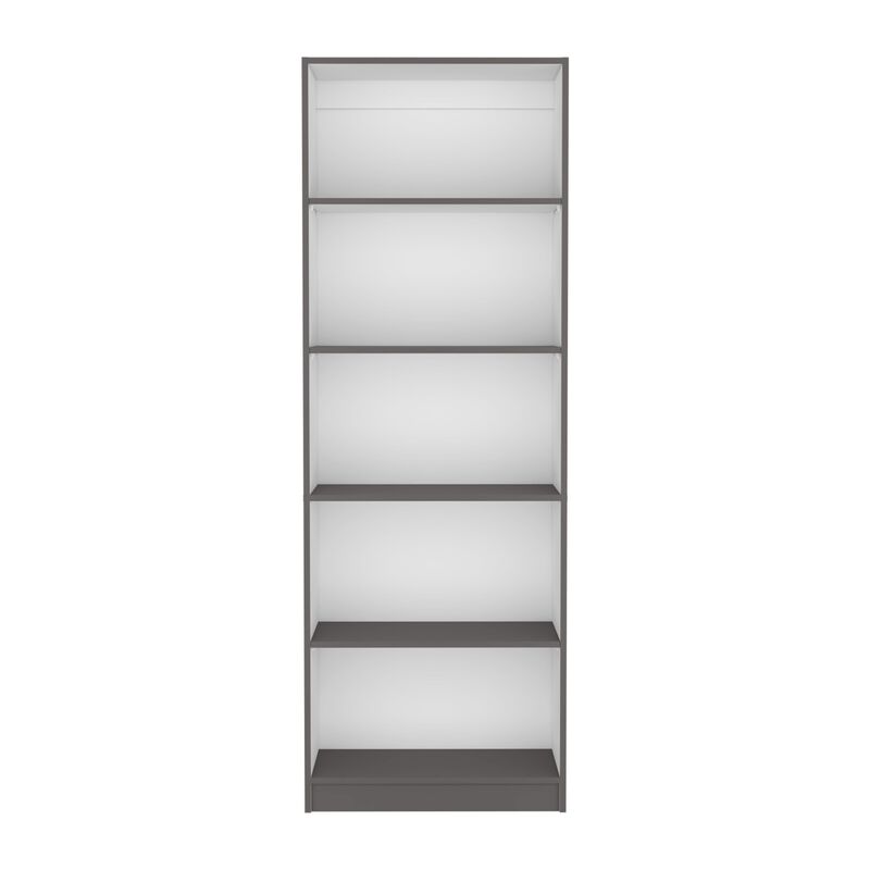 DEPOT E-SHOP Vinton 4-Tier Bookcase with Modern Storage for Books and Decor, Matt Gray / White