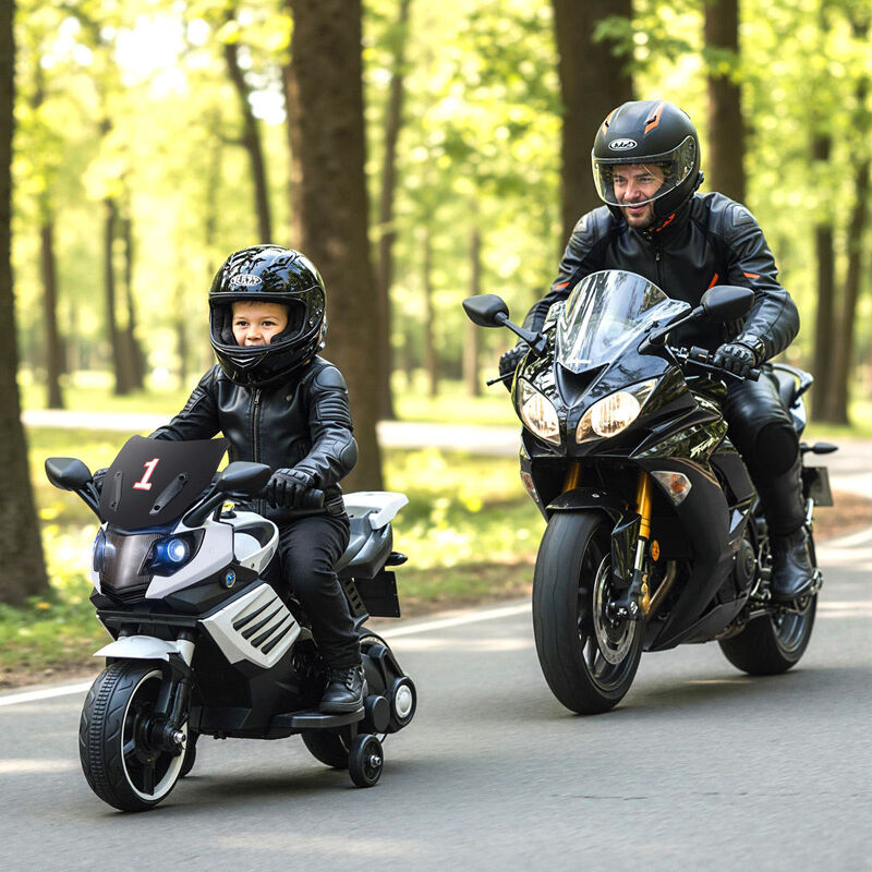 Electric Kids Motorcycle 6V with Headlights Music and Detachable Training Wheels for Yard image number 1