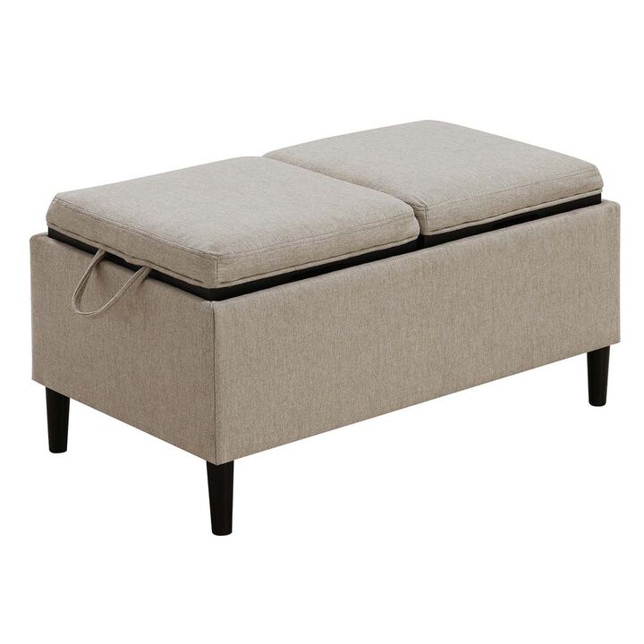 Convenience Concepts Designs4Comfort Magnolia Storage Ottoman with Reversible Trays, Soft Beige Fabric
