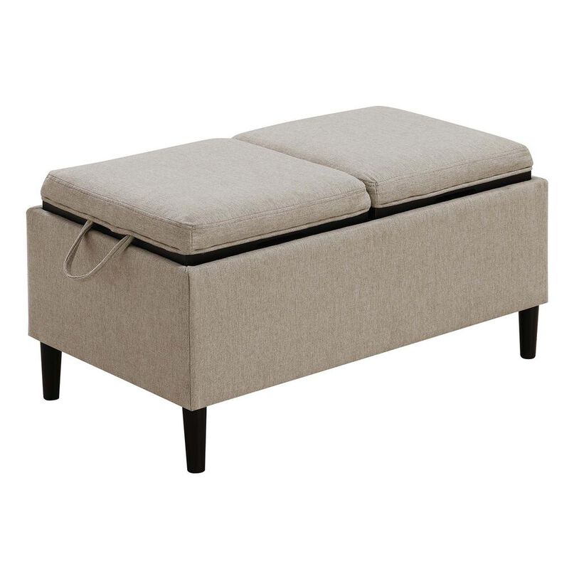 Convenience Concepts Designs4Comfort Magnolia Storage Ottoman with Reversible Trays, Soft Beige Fabric