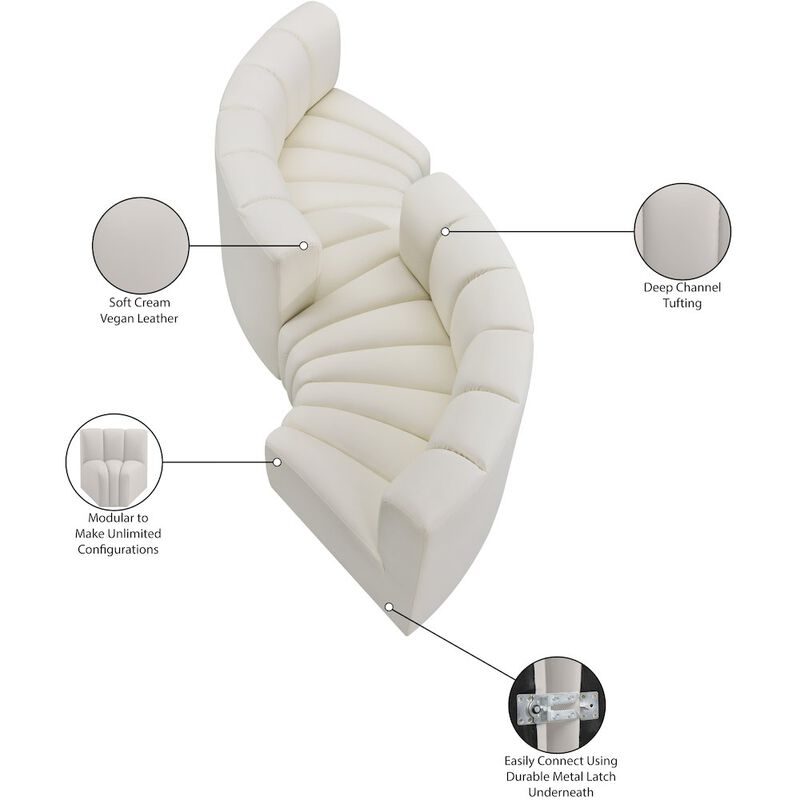 Meridian Furniture Arc Cream Vegan Leather Modular Sofa