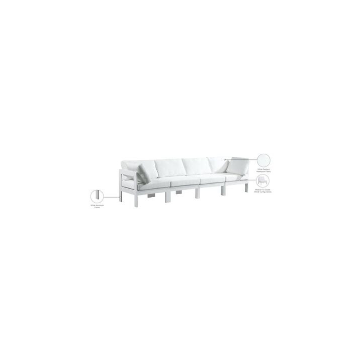 Meridian Furniture Nizuc White Water Resistant Fabric Outdoor Patio Modular Sofa