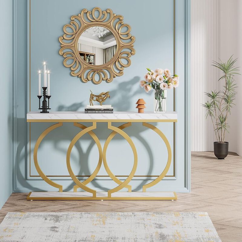 Tribesigns Modern Wood Console Table with Metal Frame image number 2