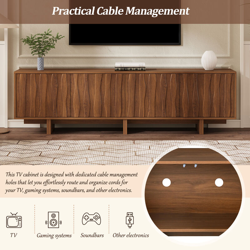 Nankso Retro Style Wood Grain TV Stand image number 4